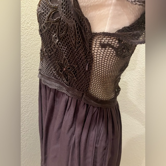 VTG Free People Embellished Lace Beaded Midi Hi Lo Dress S - Picture 7 of 12